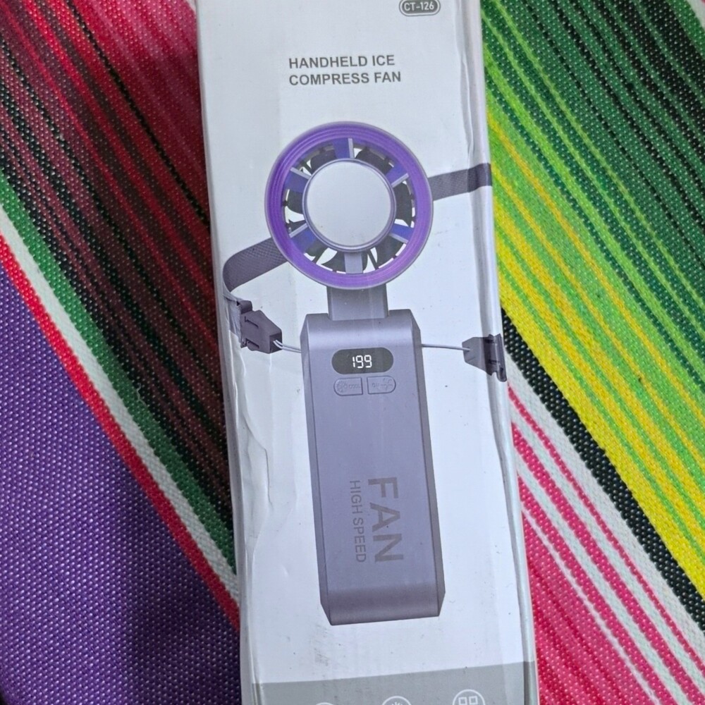 Handheld Ice Compress Fan CT-126 Rechargeable USB Type-C Portable Purple